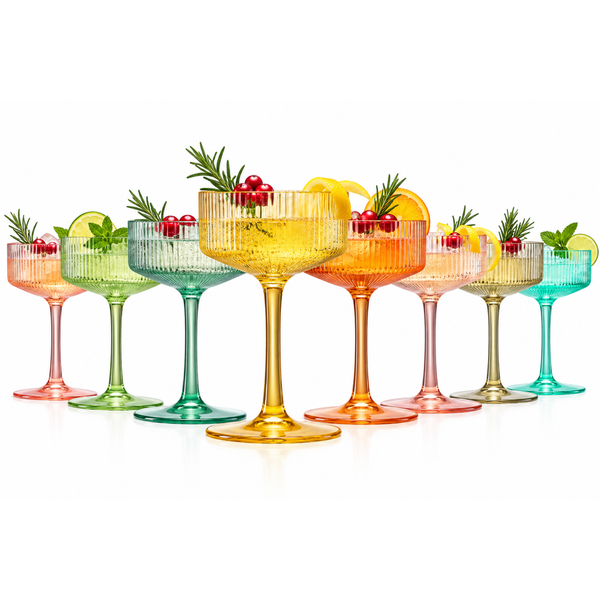 Madrid Acrylic Champagne Coupe Cocktail Glassware, Set of 8