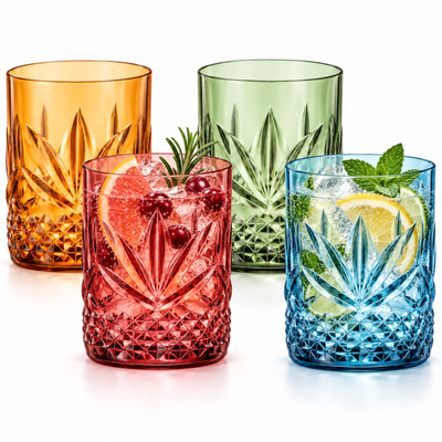 Onix Acrylic Crystal Lowball Glassware, Set of 4