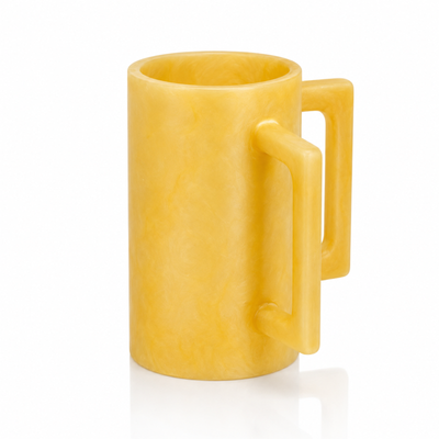 Khen Marbled Resin Washing Cup with Double Handles Yellow