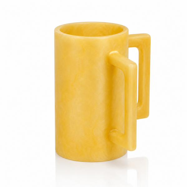 Khen Marbled Resin Washing Cup with Double Handles Yellow