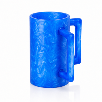 Khen Marbled Resin Washing Cup with Double Handles Blue