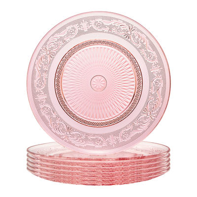 Blush Vintage Glass Plate, Set of 6