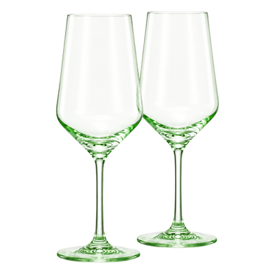 Monet Stemmed Wine Glassware, Green, Set of 2