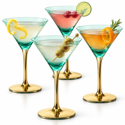 Deco Martini Cocktail Glassware, Set of 4