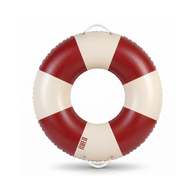 Portofino Inflatable Striped Pool Float Ring - Ruby & Cream