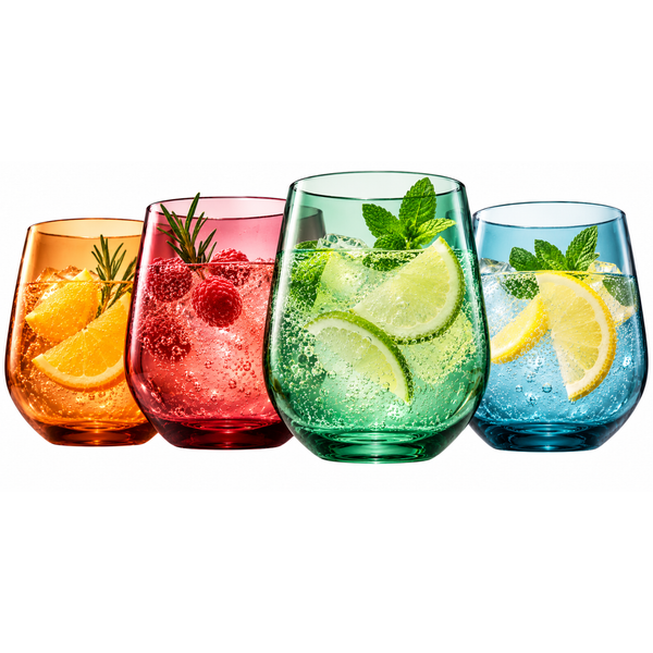 Tritan 15oz Shatterproof Stemless Wine Glasses - Set of 4 Plastic Tumblers