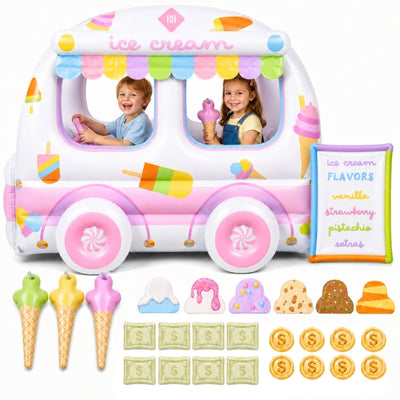 Inflatable Ice Cream Truck Playhouse, Large Shop Vehicle Playset for Kids