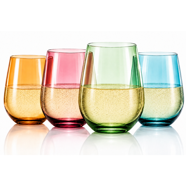Tritan 15oz Shatterproof Stemless Wine Glasses - Set of 4 Plastic Tumblers