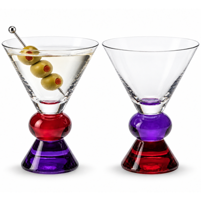 Sapphire & Crimson Gem Martini Glassware - large