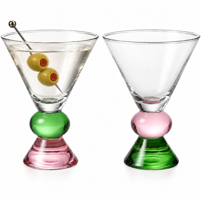 Rose & Jade Gem Martini Glassware - large
