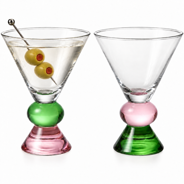 Rose & Jade Gem Martini Glassware - large
