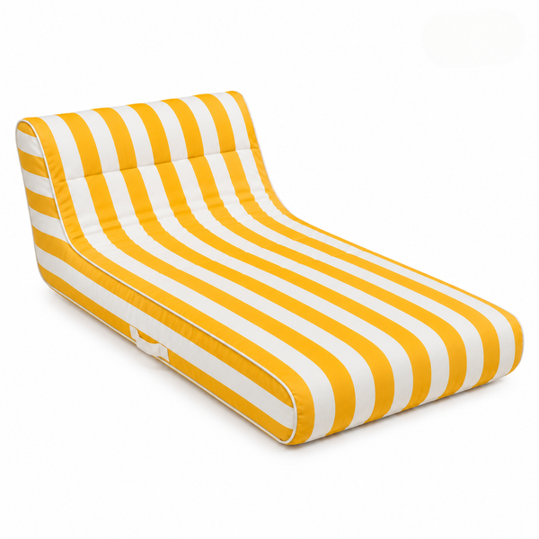 Yellow & White Striped Inflatable Pool Recliner Lounger – 69 Inch