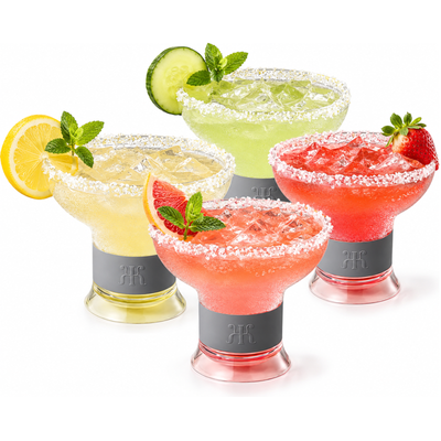 Eze Frozen Margarita & Cocktail Chiller Glasses, Acrylic, Set of 4