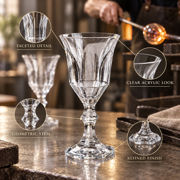 Acrylic Elegant Faceted Stemmed Goblets Set of 2