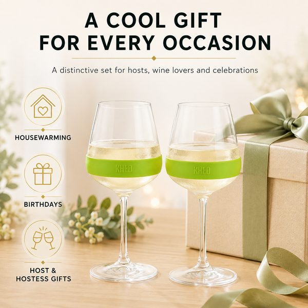 Stemmed Acrylic Cooling Wine  Glasses 14oz | Set of 2 | Green