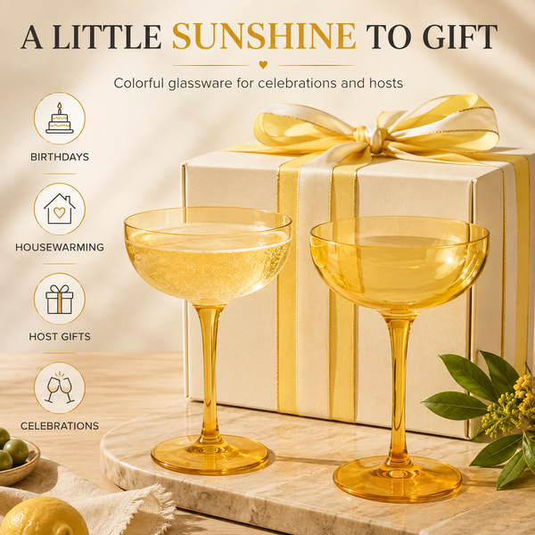 Glasses | Set of 2 | Large Plastic Coupe Glasses 15oz