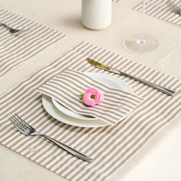 Tonal Striped Disposable Napkin Set in Smoke, 100 Pieces