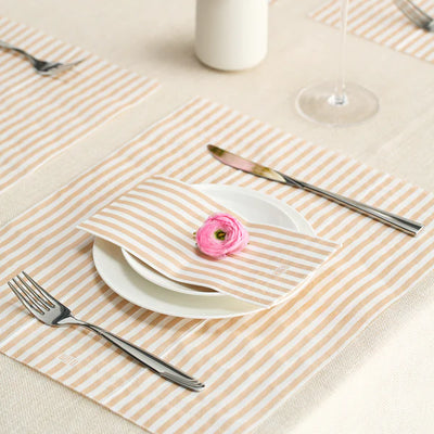 Tonal Striped Disposable Napkin Beige Set of 50 Pieces