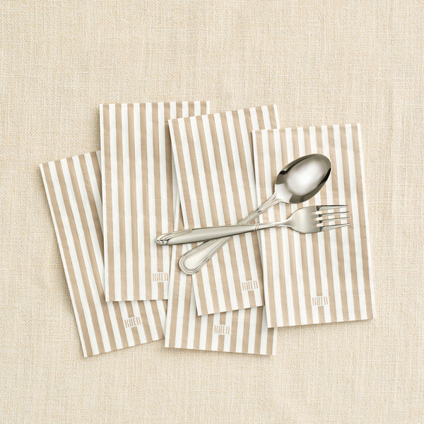 Tonal Striped Disposable Napkin Set in Smoke, 100 Pieces