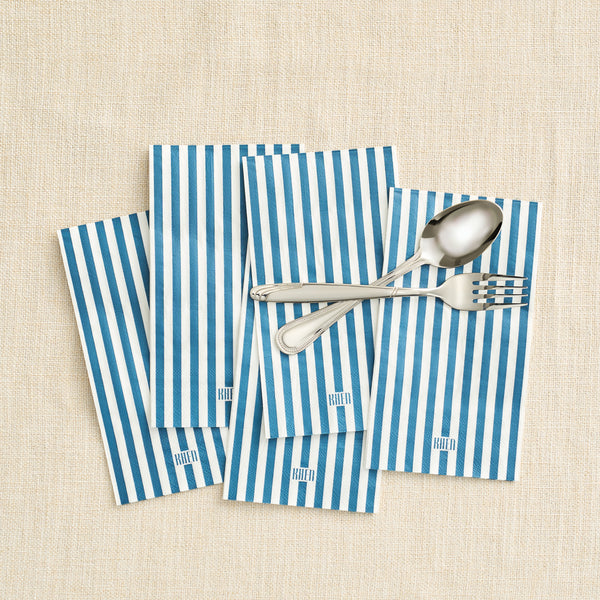 Tonal Striped Disposable Napkin Set in Blue, 100 Pieces