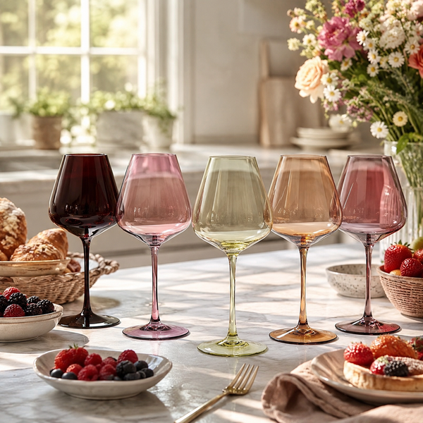 Stagioni Stemmed Wine Glassware, Set of 5, 