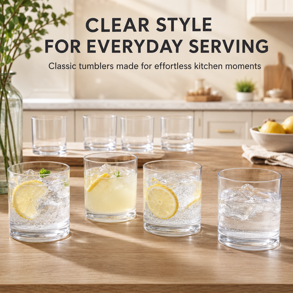 Barcelona Acrylic Lowball Tumbler Glassware, Set of 8