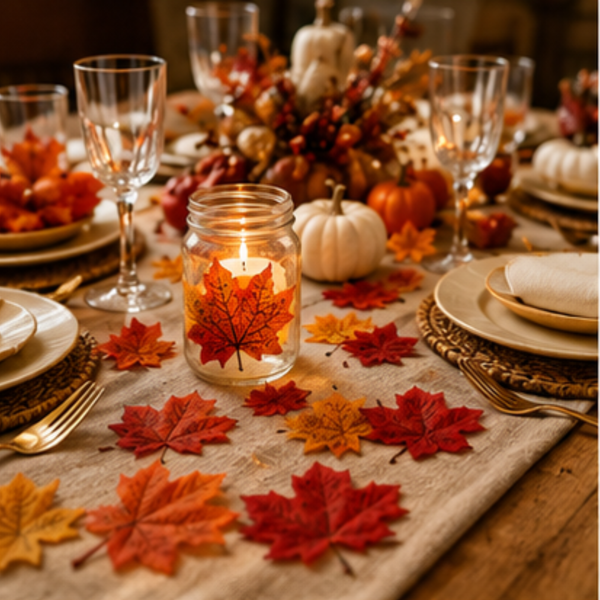 Artificial Maple Leaves 6 Colors Fall 150 PCS Winter, Summer Autumn Leaf Decorations