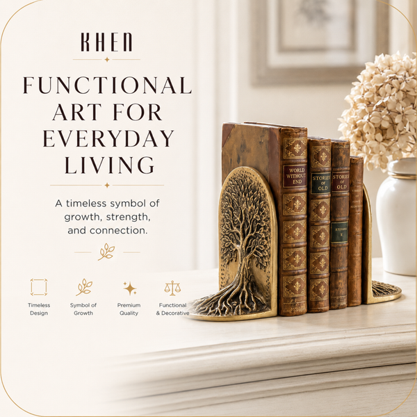 Tree of Life Metal Bookends Set of 2 – Decorative Shelf & Office Décor