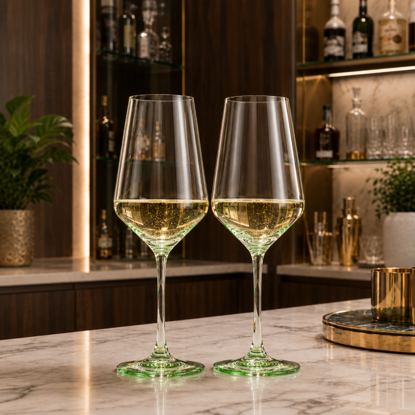 Monet Stemmed Wine Glassware, Green, Set of 2