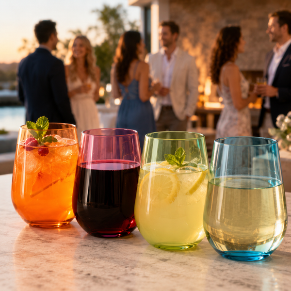 Tritan 15oz Shatterproof Stemless Wine Glasses - Set of 4 Plastic Tumblers