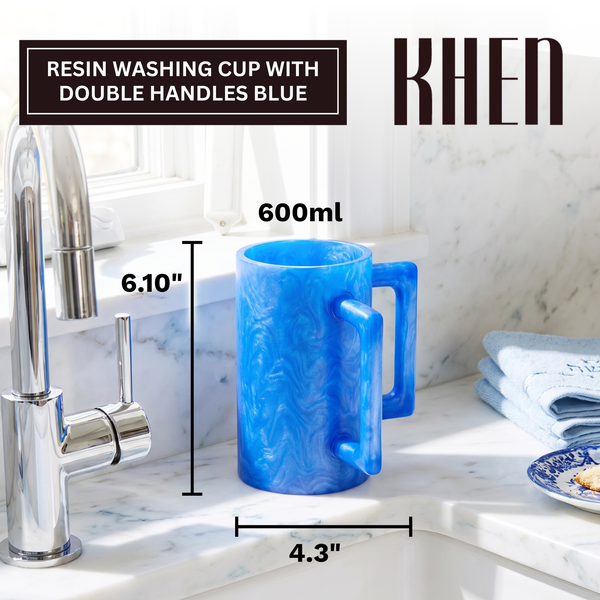 Khen Marbled Resin Washing Cup with Double Handles