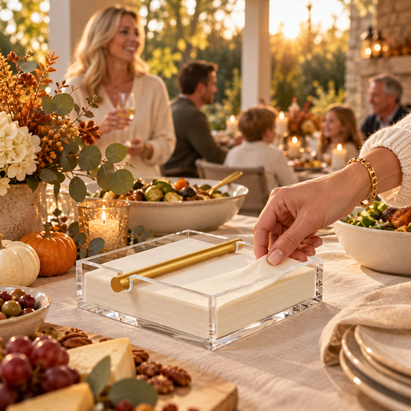 Clear & Gold Napkin Holder – 7