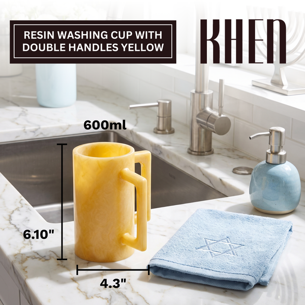 Khen Marbled Resin Washing Cup with Double Handles