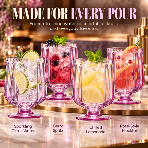 Madrid Acrylic Stemmed Wine Goblet Glassware, Set of 4