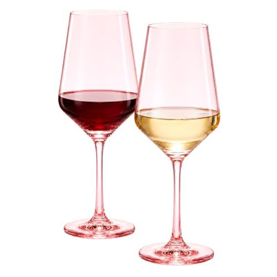 Monet Stemmed Wine Glassware, Pink, Set of 2
