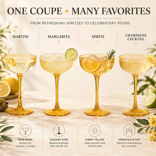 Glasses | Set of 2 | Large Plastic Coupe Glasses 15oz