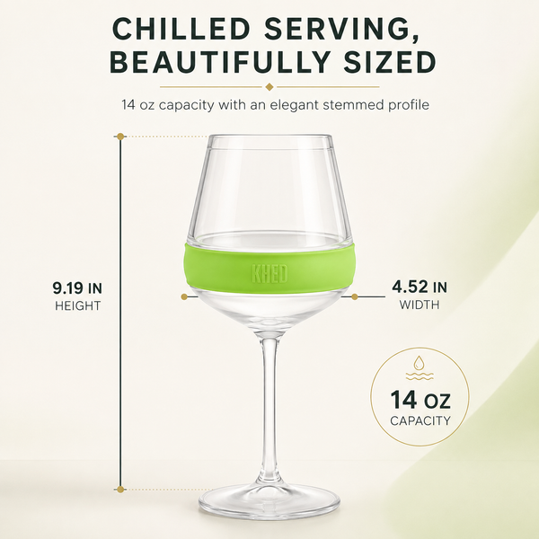 Stemmed Acrylic Cooling Wine  Glasses 14oz | Set of 2 | Green