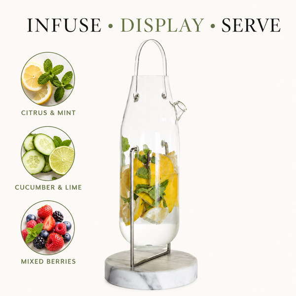 Khen Dossofiorito 42.27 oz Borosilicate Glass Carafe with Marble Stand