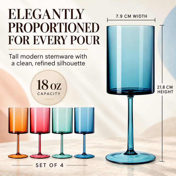 Eze Acrylic Stemmed Wine Glassware, Set of 4