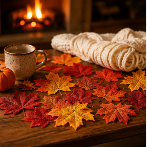Artificial Maple Leaves 6 Colors Fall 150 PCS Winter, Summer Autumn Leaf Decorations