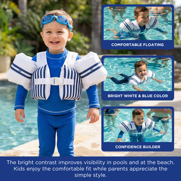 Floating Jackets with Sleeves, Single, White & Blue 1-3 Years