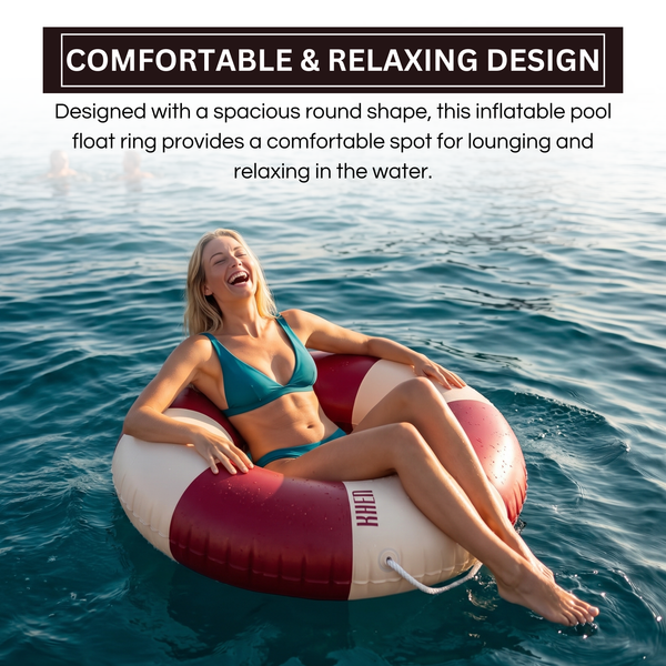 Portofino Inflatable Striped Pool Float Ring - Ruby & Cream