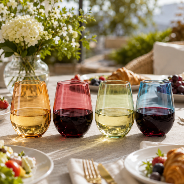 Tritan 15oz Shatterproof Stemless Wine Glasses - Set of 4 Plastic Tumblers