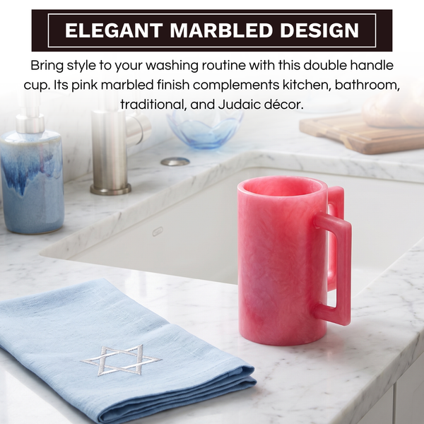 Khen Marbled Resin Washing Cup with Double Handles Pink