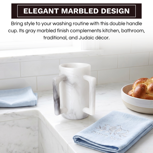 Khen Marbled Resin Washing Cup with Double Handles Gray