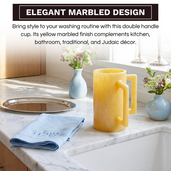 Khen Marbled Resin Washing Cup with Double Handles
