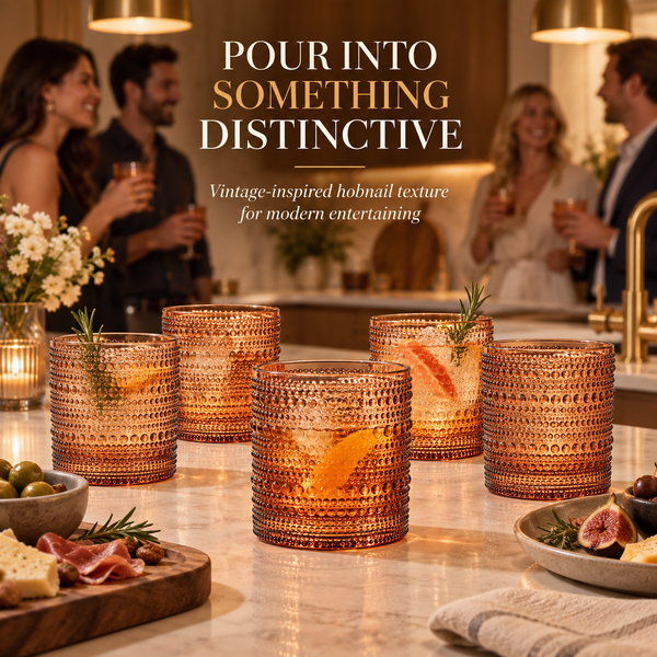 Tonal Hobnail Lowball Glassware, Set of 6