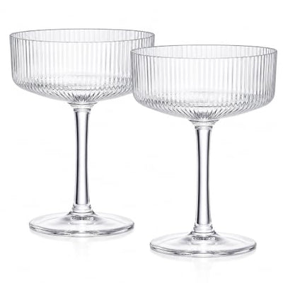 Barcelona Acrylic Champagne Coupe Cocktail Glassware, Set of 2