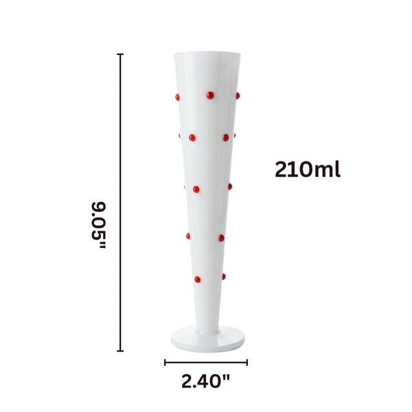 Red Polka Dot White Champagne Flutes 2-Piece Set