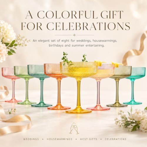 Madrid Acrylic Champagne Coupe Cocktail Glassware, Set of 8